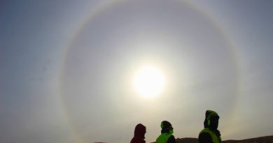 Halo solar fotografiado desde la Antártida