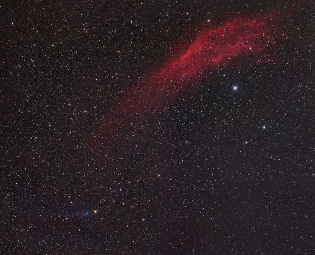 Imagen del Cometa C/2016 R2 (PANSTARRS) y la Nebulosa California