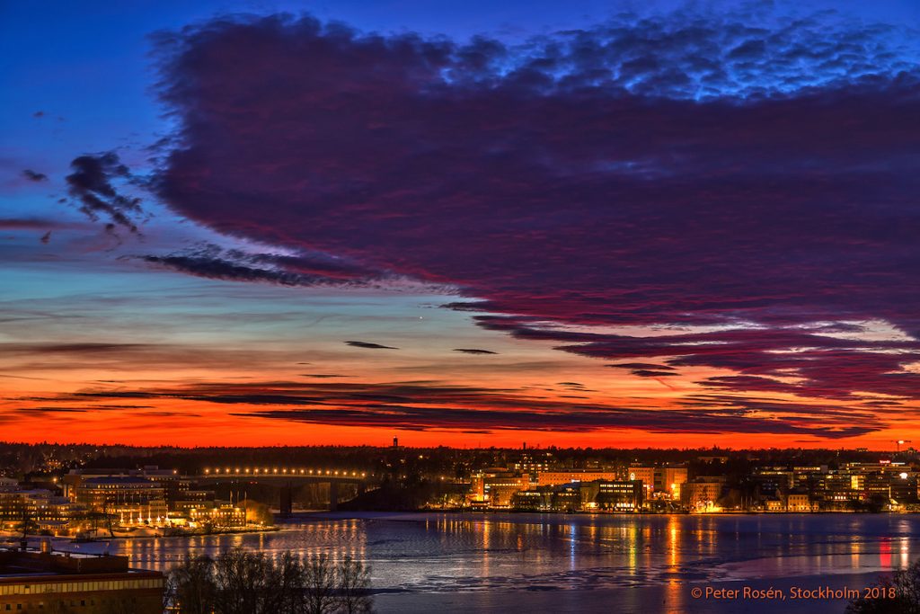 La Luna, Venus y Mercurio desde Estocolmo, Suecia