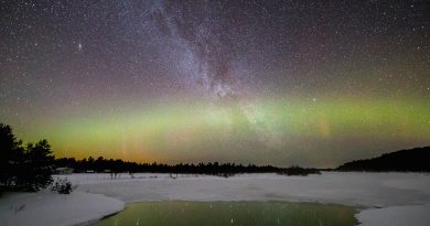 Auroras boreales, la Vía Láctea y la Galaxia de Andrómeda