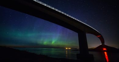 Auroras boreales fotografiadas desde la Atlanterhavsveien en Noruega