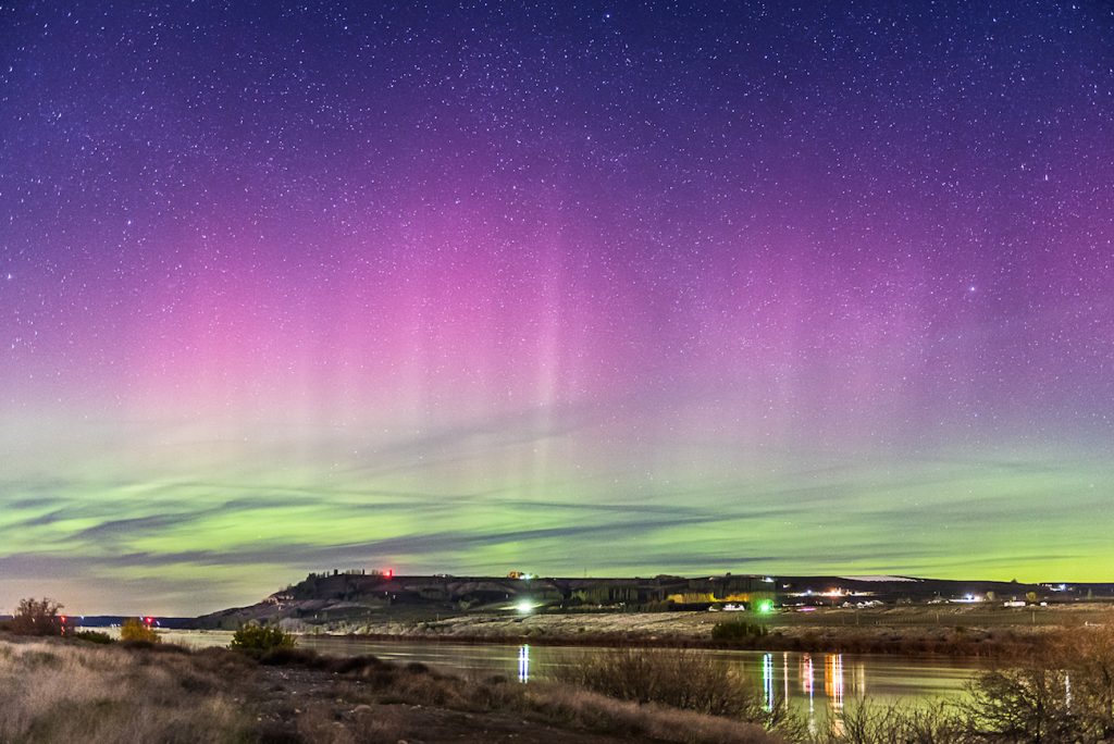 Auroras boreales captadas en el estado de Washington, EE. UU.