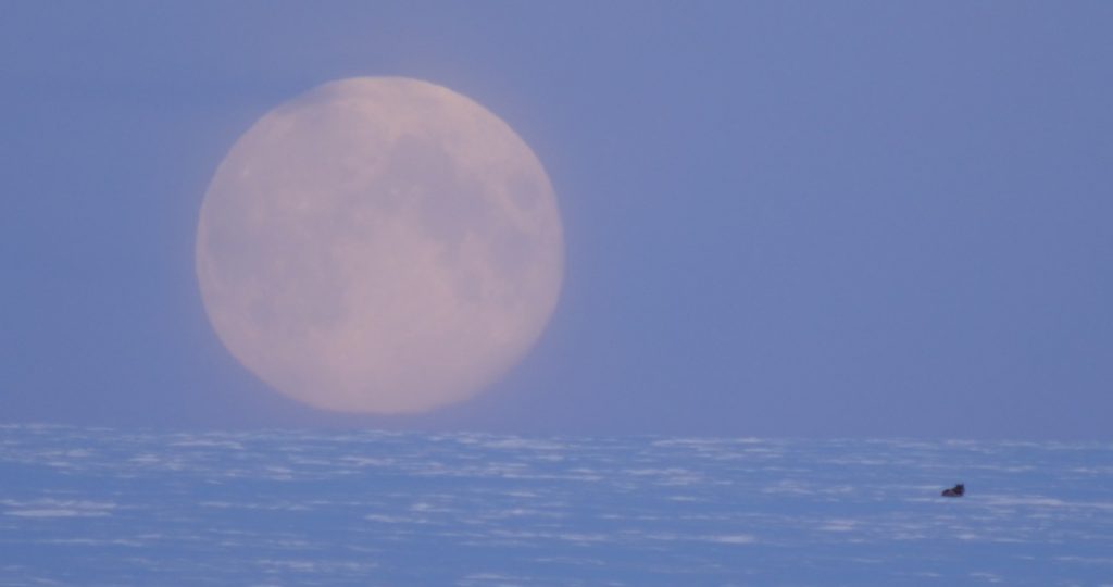 La puesta de la Luna desde Chukotka, Rusia