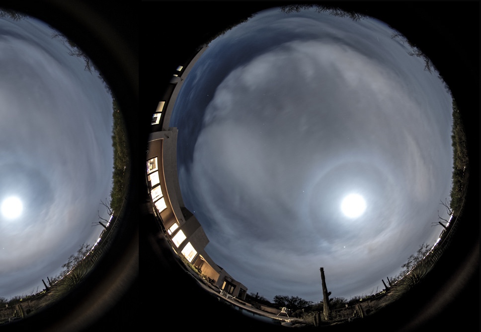 Imágenes de un halo lunar tomadas desde Arizona, EE. UU.