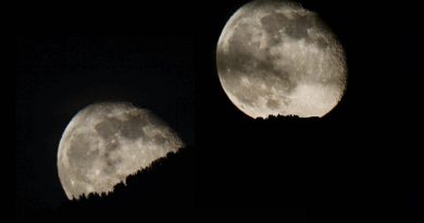 La secuencia de la salida de la Luna captada desde Washington, Estados Unidos