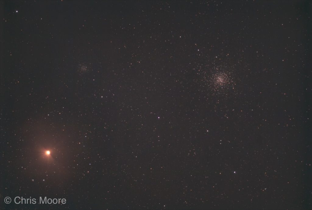 Imagen de la estrella Antares y el cúmulo NGC 6144