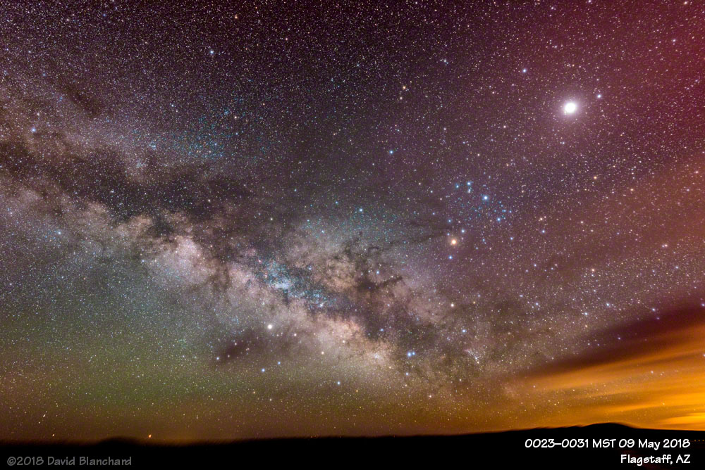 La Vía Láctea, Júpiter y Antares desde Arizona, Estados Unidos