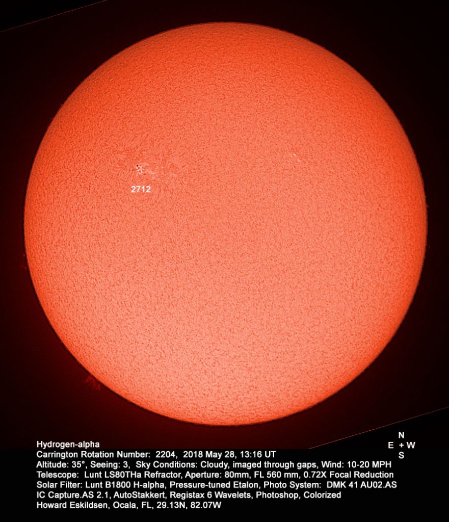 Imagen del Sol y la región activa 2712