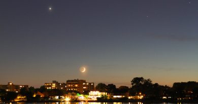 Venus y la Luna fotografiados desde Montreal, Canadá