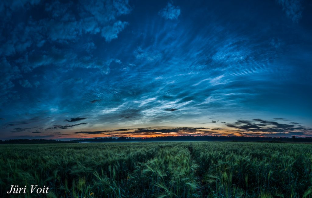 Imagen de nubes noctilucentes tomada desde Kuusalu, Estonia