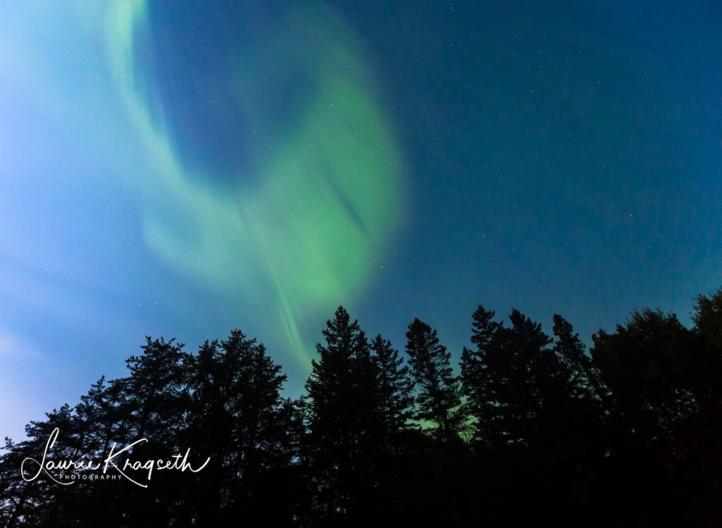 Foto de auroras boreales tomada desde Minnesota, Estados Unidos