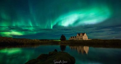 Auroras boreales fotografiadas desde Reikiavik, Islandia