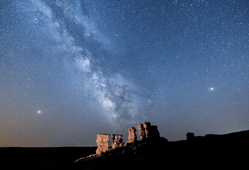 La Vía Láctea, Marte y Júpiter desde Utah, Estados Unidos