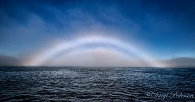 Arco de niebla fotografiado desde la Ensenada de Cook, Alaska