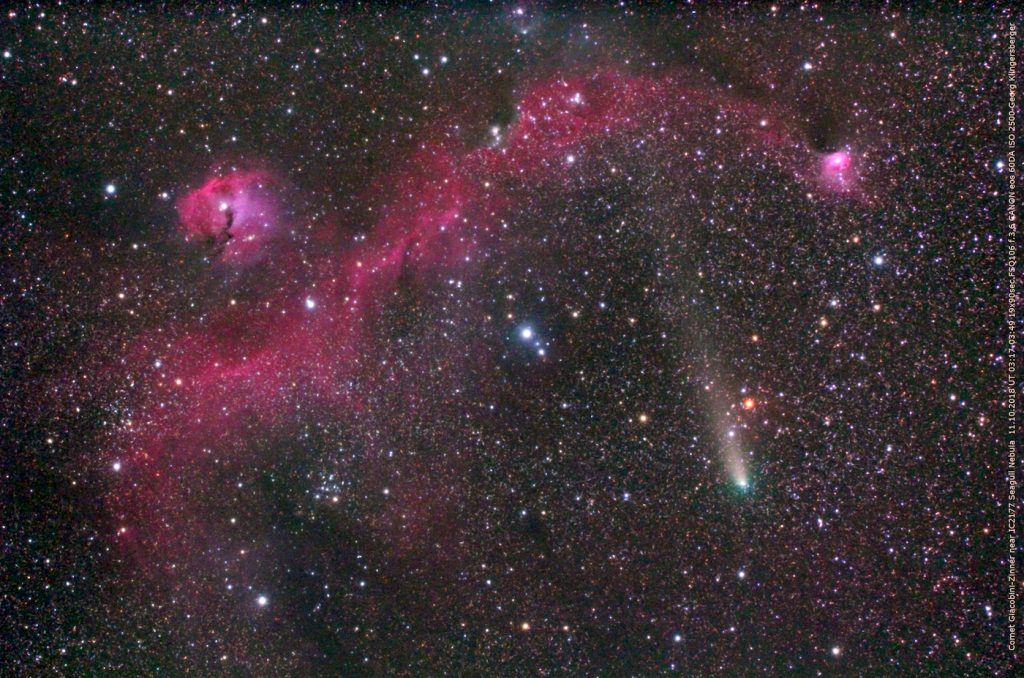 Imagen del Cometa 21P/Giacobini-Zinner y la Nebulosa IC2177