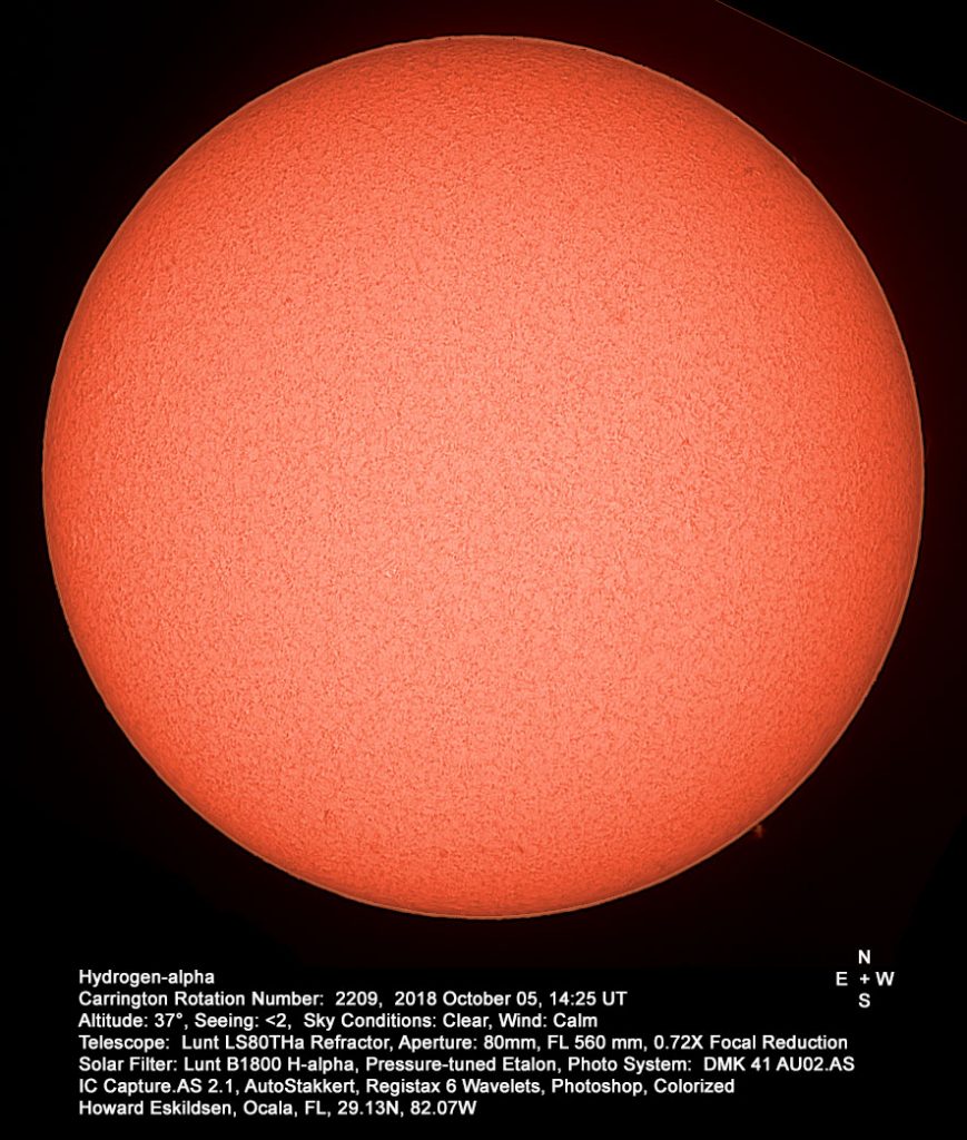 Imagen del Sol tomada desde Florida, Estados Unidos