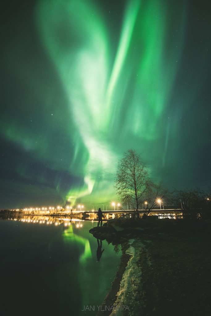 Auroras boreales captadas sobre Rovaniemi, Finlandia