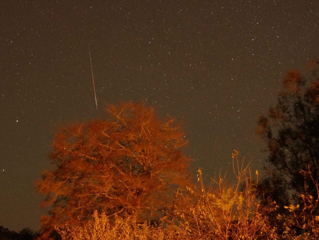Fotografía de una oriónida captada desde Carolina del Norte, Estados Unidos