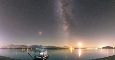 Marte y la Vía Láctea fotografiados desde Liptov, Eslovaquia
