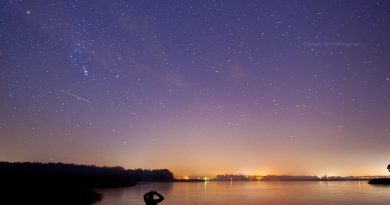 Foto de la constelación de Orión y el Cometa 46P/Wirtanen