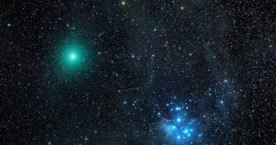 Imagen del Cometa 46P/Wirtanen y Las Pléyades tomada desde Austria
