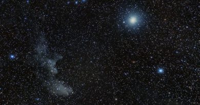 Imagen de la Nebulosa Cabeza de Bruja y la estrella Rigel