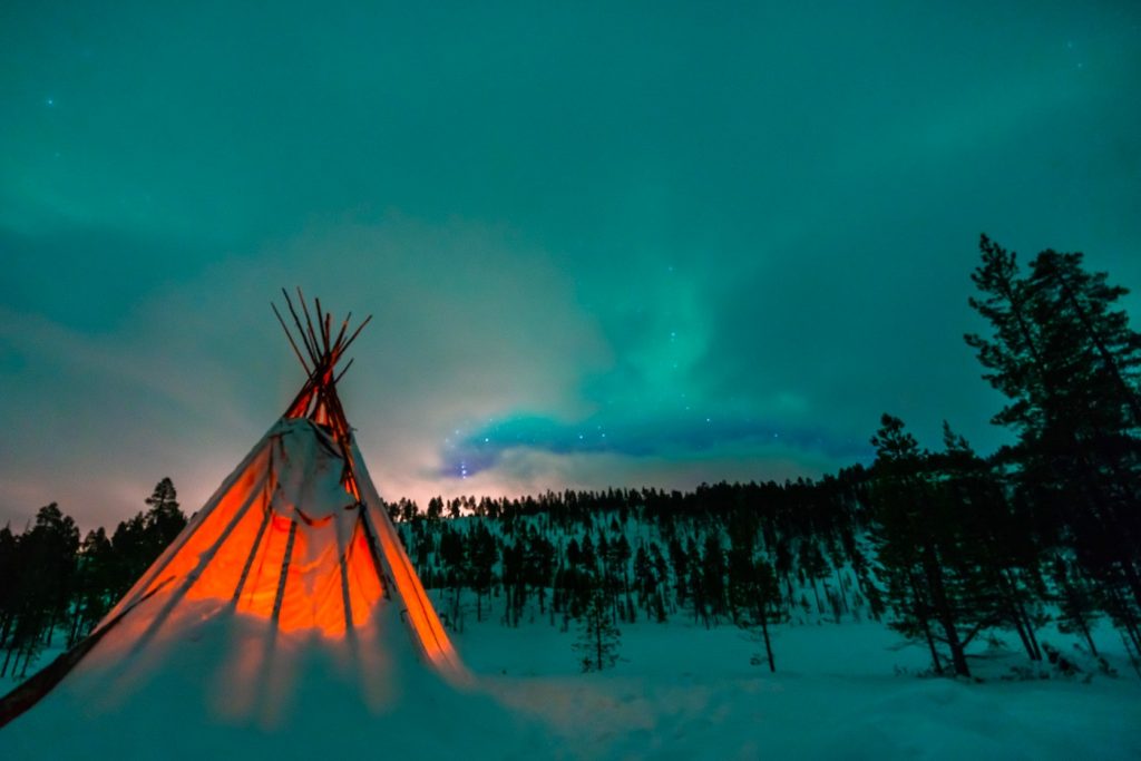 Auroras boreales fotografiadas desde Saariselkä, Finlandia