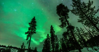Auroras boreales captadas sobre Saariselkä, Finlandia