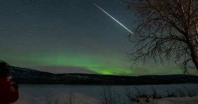 Auroras boreales y un meteoro fotografiados desde Utsjoki, Finlandia