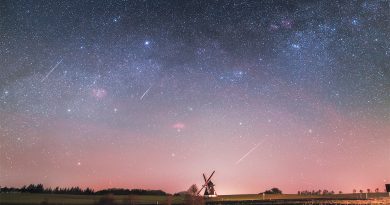 Imagen de líridas y la Vía Láctea tomada desde Dinamarca