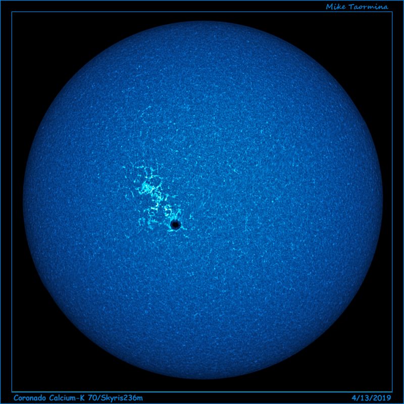 Imagen del Sol y la región activa 2738 (Calcio-K)