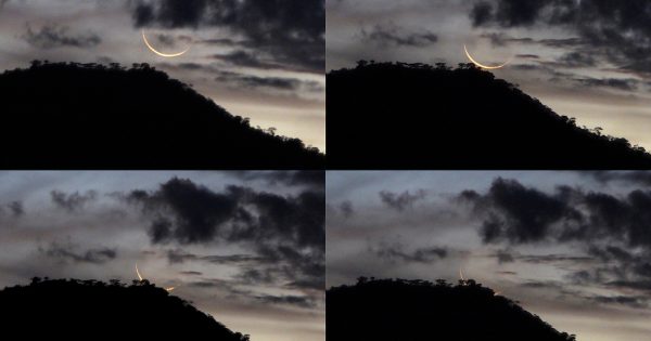 La puesta de la Luna creciente captada desde Zimbabue