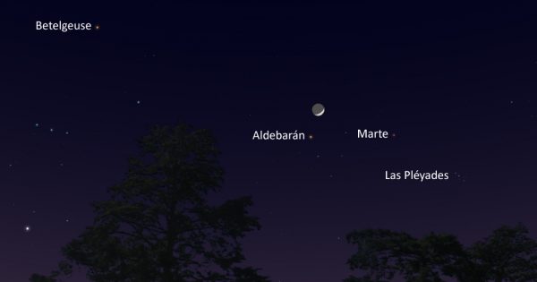 La conjunción de la Luna, Aldebarán, Marte y las Pléyades será visible esta noche