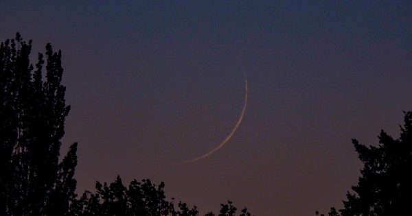 Foto de la Luna creciente tomada desde Seattle, Estados Unidos