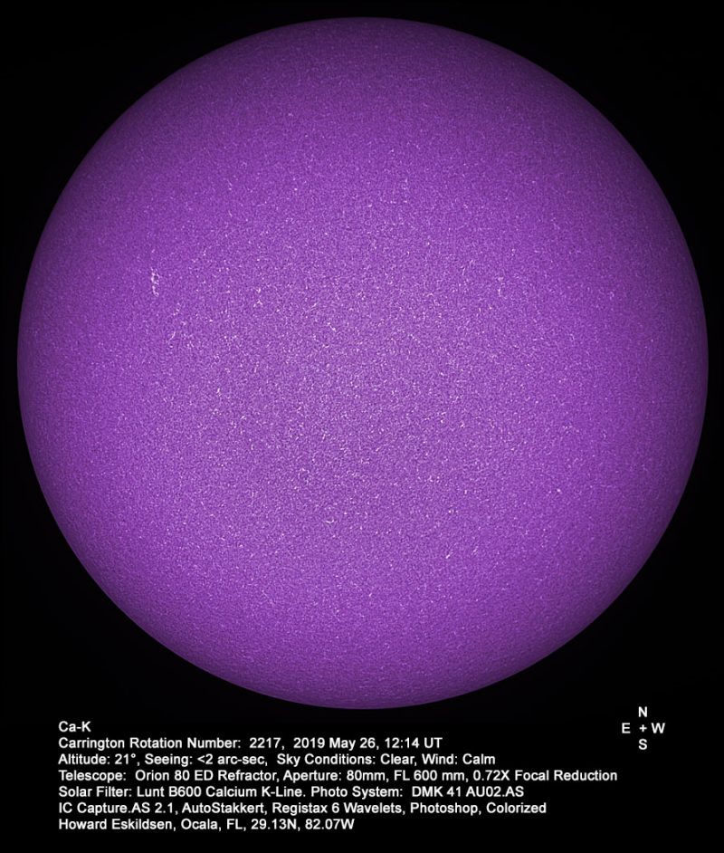 Imagen del Sol captada en la línea de emisión Calcio-K