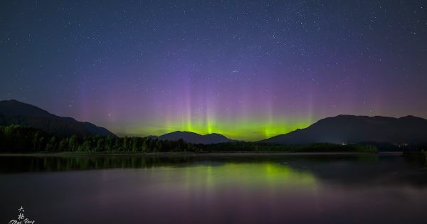 Auroras boreales fotografiadas desde la Columbia Británica, Canadá