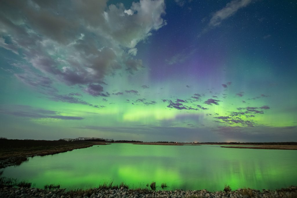 Auroras boreales fotografiadas desde Dakota del Norte, Estados Unidos