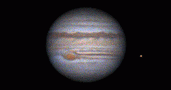 Imagen de Júpiter e Ío tomada el 2 de junio de 2019