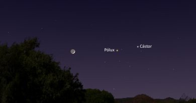 La conjunción de la Luna y las estrellas Pólux y Cástor será visible hoy al anochecer
