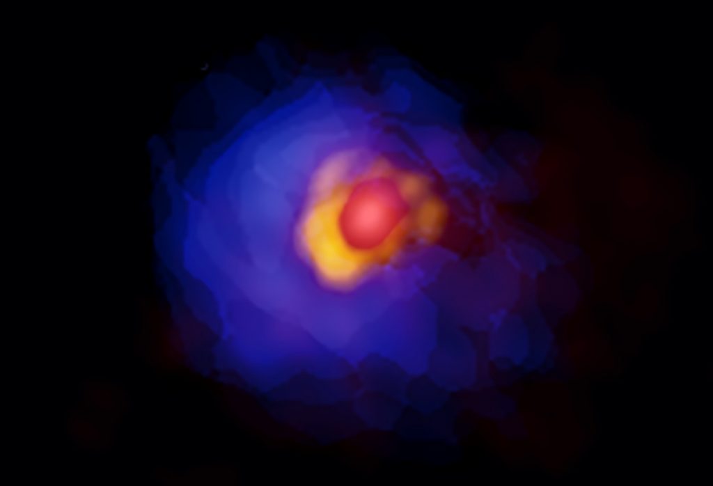 Obtienen imágenes de un disco de gas que alimenta a una estrella bebé masiva