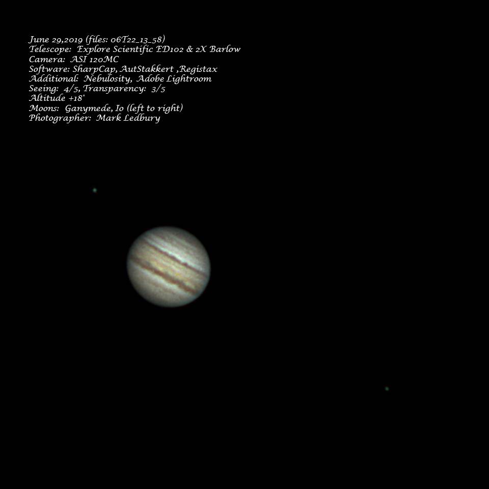Imagen de Júpiter, Ganímedes e Ío (29-junio)