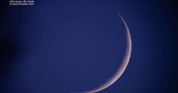 La Luna creciente fotografiada desde Nuevo Brunswick, Canadá