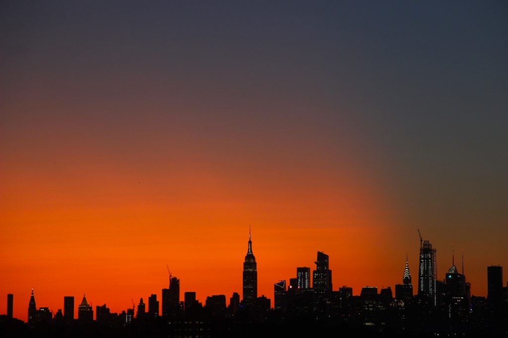 Fotografía de Manhattan tomada al atardecer del 29 de agosto