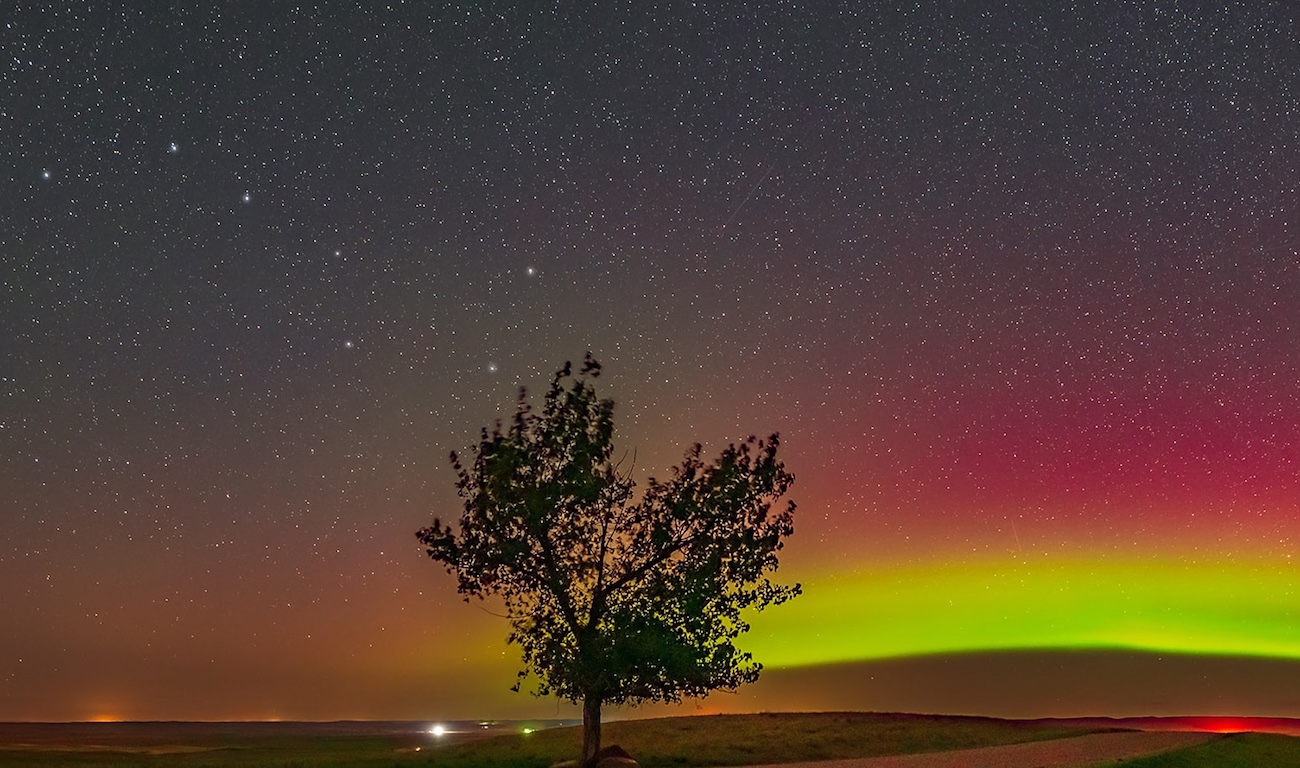 Auroras boreales fotografiada desde Saskatchewan, Canadá