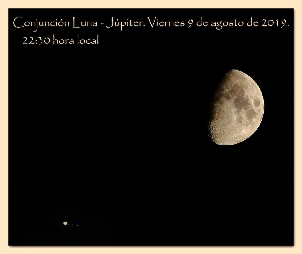 La conjunción de la Luna y Júpiter tomada desde Torrent, Valencia