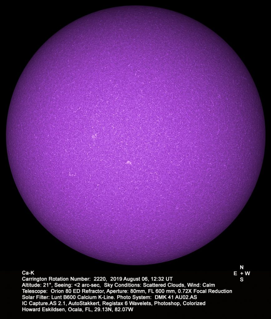 Imagen del Sol captada en la línea de emisión Calcio-K