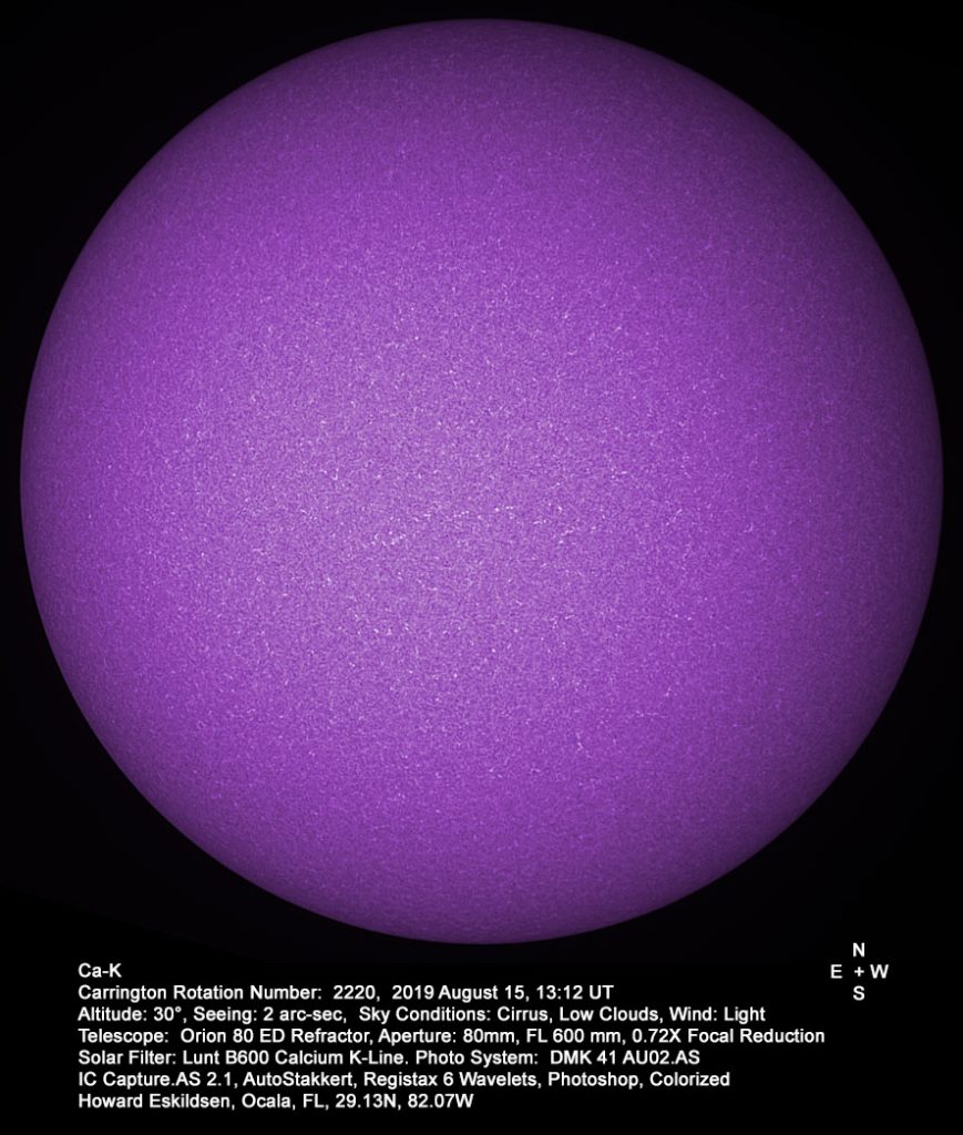 Imagen del Sol tomada en la línea de emisión Calcio-K
