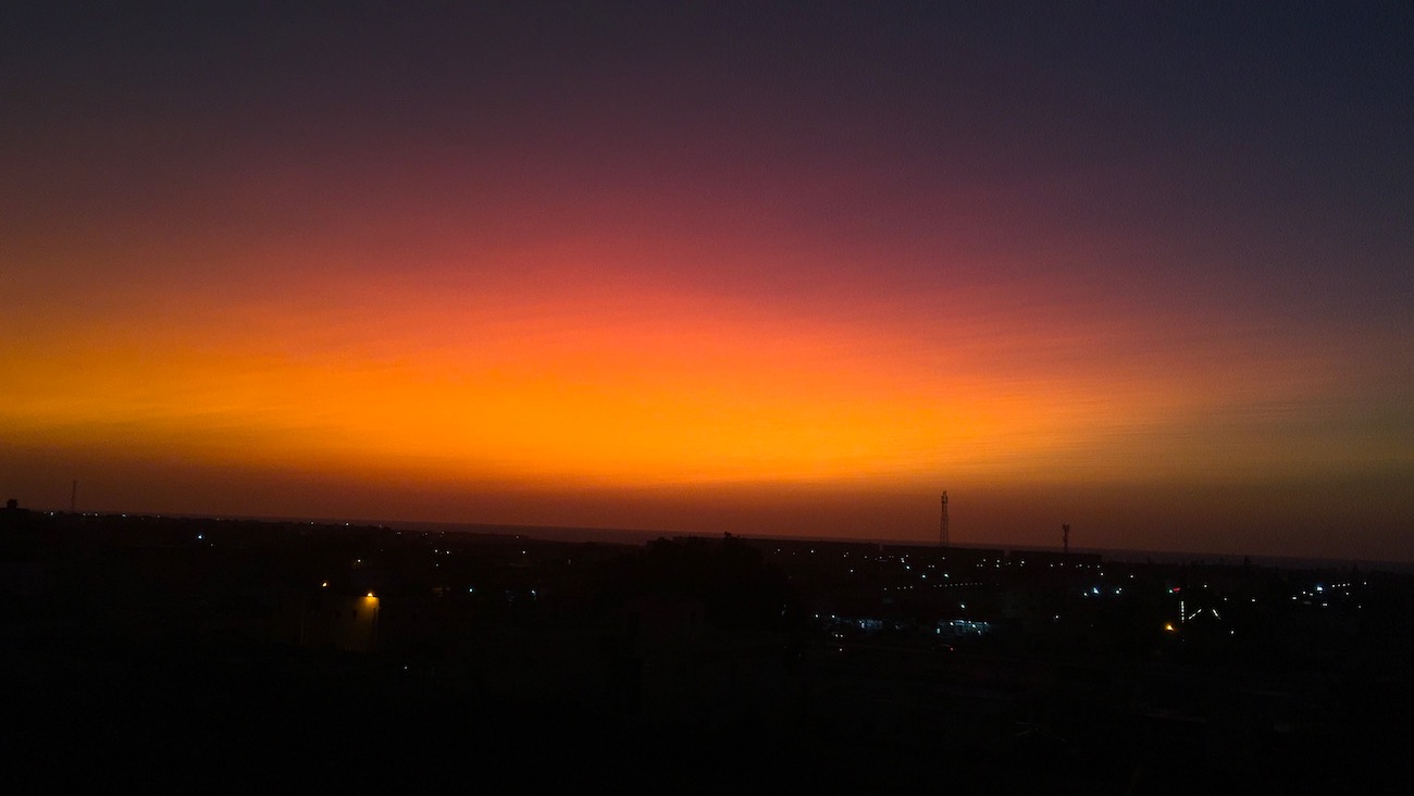 Foto del atardecer tomada desde Alejandría, Egipto