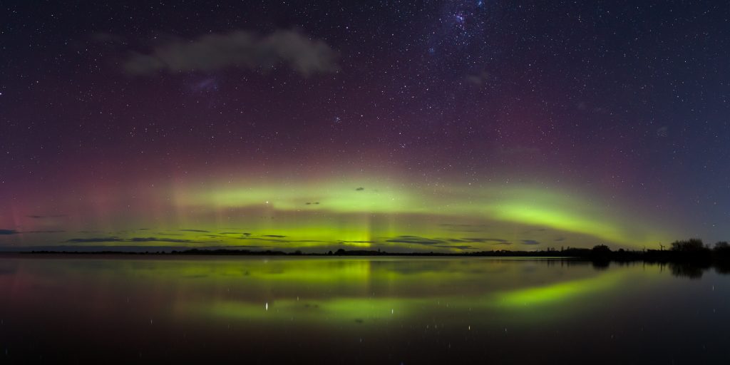 Auroras australes fotografiadas desde Canterbury, Nueva Zelanda