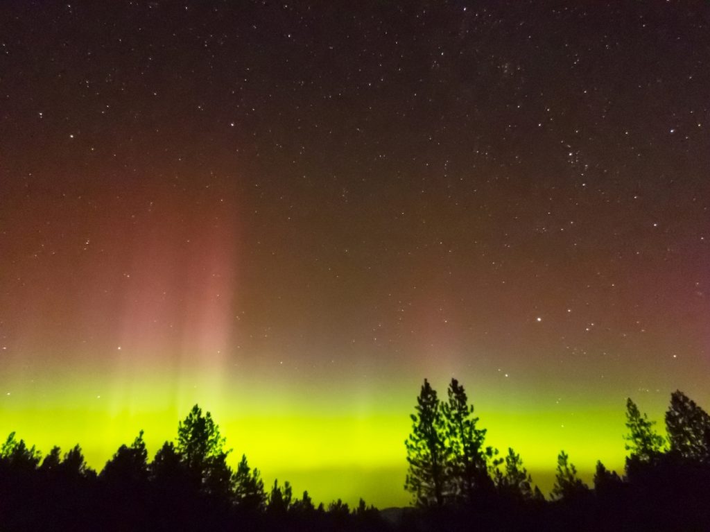 Auroras boreales captadas desde el estado de Washington, Estados Unidos